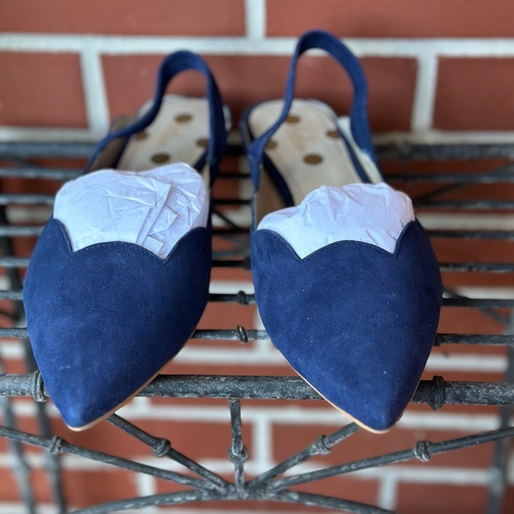 NWT BODEN Lillian Slingback Pointed Toe Scalloped Flats |Navy | Size 8 - Picture 5 of 12